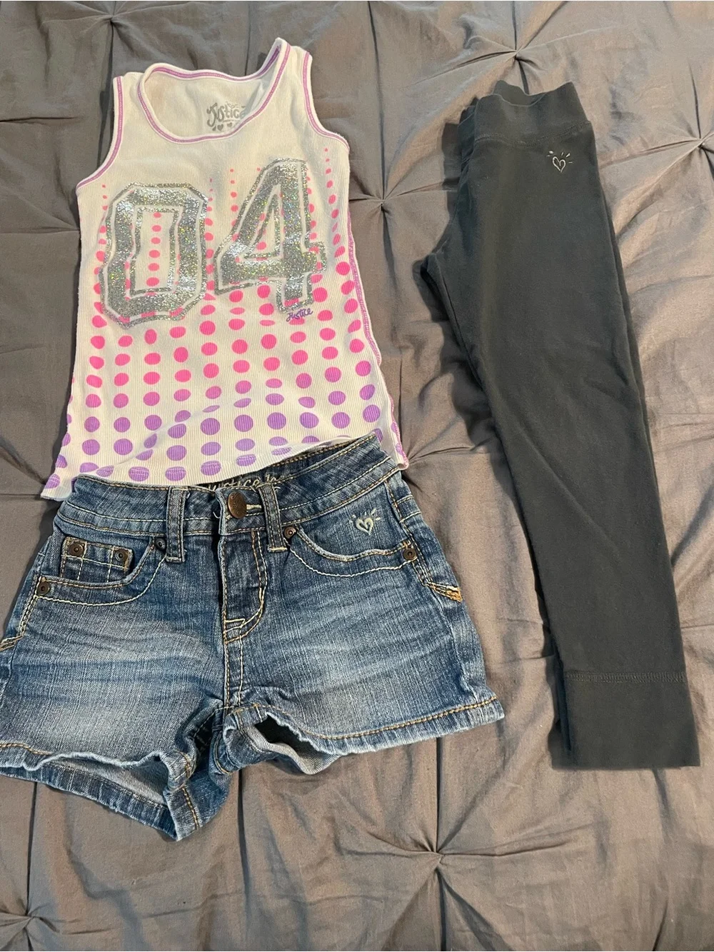 Justice Lot of 3, shorts, tank & leggings girls size 7 - 0517